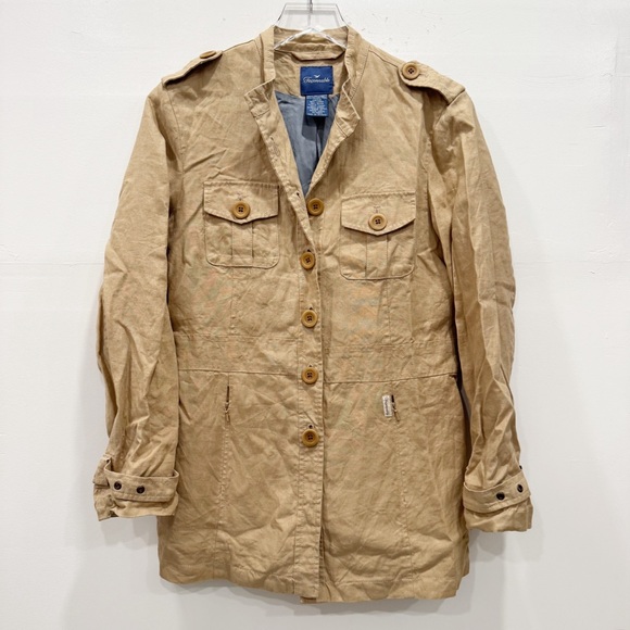 Faconnable Tan Safari Style Linen Jacket Longline - Picture 1 of 6